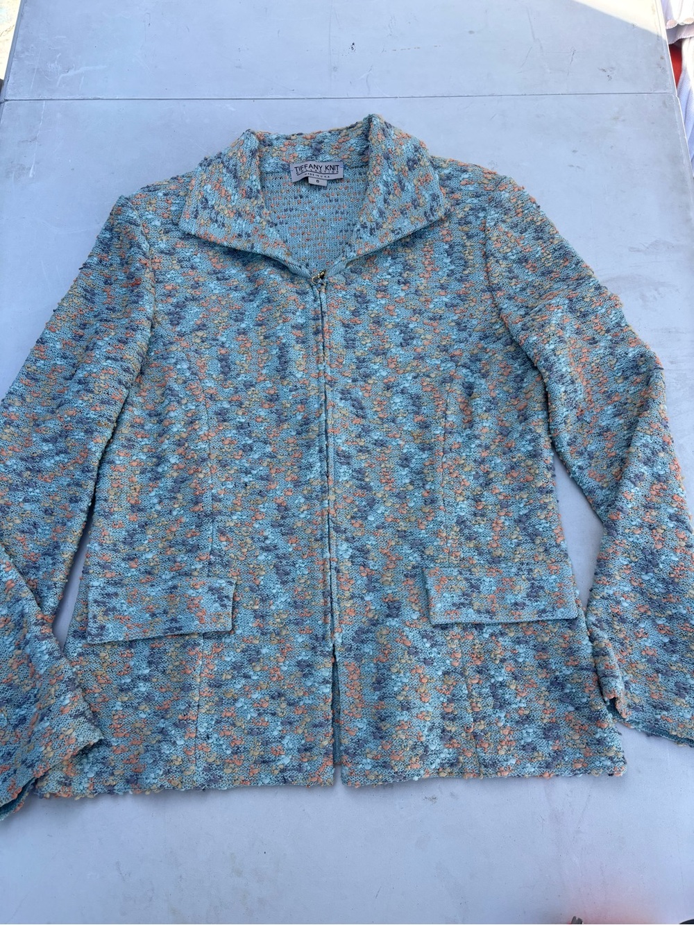 Tiffany & Co. Blue Multi Bouclé Zip Jacket